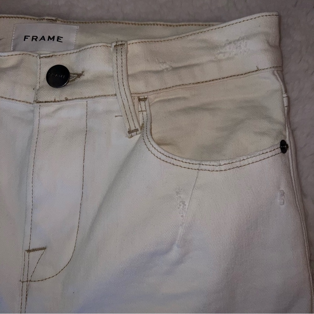 Frame Le High Straight Spring Mix Jeans Two tone cream and white jeans - Picture 9 of 15